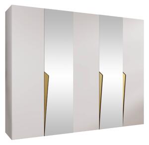 Gardróbszekrény Hartford 611, Laminált forgácslap, 202x250x52cm, Fehér, Aranysárga