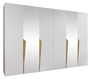 Gardróbszekrény Hartford 612, Laminált forgácslap, 202x300x52cm, Fehér, Aranysárga