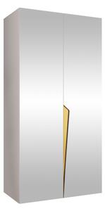 Gardróbszekrény Hartford 613, Laminált forgácslap, 202x100x52cm, Fehér, Aranysárga