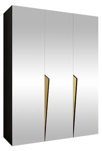 Gardróbszekrény Hartford 614, Laminált forgácslap, 202x150x52cm, Fekete, Aranysárga