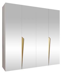 Gardróbszekrény Hartford 615, Laminált forgácslap, 202x200x52cm, Fehér, Aranysárga