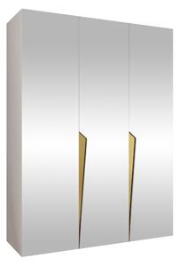 Gardróbszekrény Hartford 614, Laminált forgácslap, 202x150x52cm, Fehér, Aranysárga