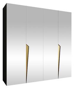 Gardróbszekrény Hartford 615, Laminált forgácslap, 202x200x52cm, Aranysárga, Fekete