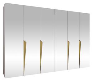 Gardróbszekrény Hartford 617, Laminált forgácslap, 202x300x52cm, Fehér, Aranysárga