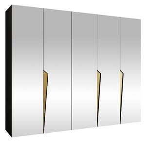 Gardróbszekrény Hartford 616, Laminált forgácslap, 202x250x52cm, Fekete, Aranysárga