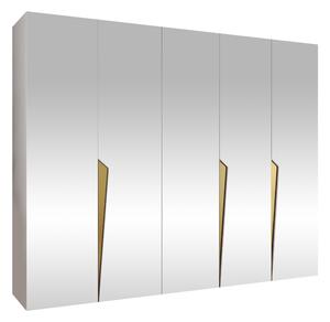 Gardróbszekrény Hartford 616, Laminált forgácslap, 202x250x52cm, Fehér, Aranysárga