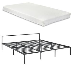 Fémkeretes ágy ágyráccsal és matraccal 180x200cm minimalista stílusú fekete szinterezett