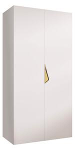 Gardróbszekrény Hartford 618, Laminált forgácslap, 202x100x52cm, Fehér, Aranysárga