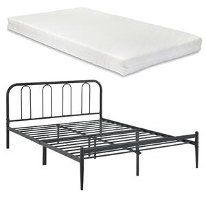 Fémkeretes ágy Hanko ágyráccsal és matraccal 160x200cm fekete szinterezett