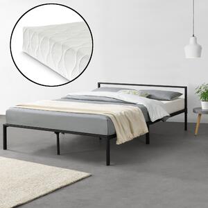Fémkeretes ágy ágyráccsal és matraccal 160x200cm minimalista stílusú fekete szinterezett