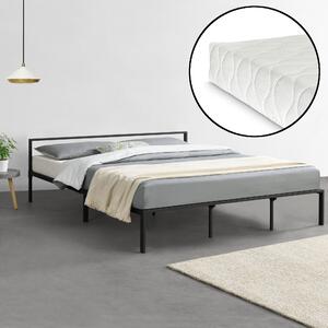 Fémkeretes ágy ágyráccsal és matraccal 180x200cm minimalista stílusú fekete szinterezett