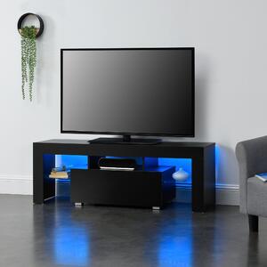 TV-Komód Grimsey LED világítással fekete/fekete magasfényű