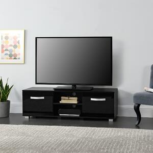 TV-állvány 120 x 40 x 38 cm TV-szekrény polccal tévéasztal ajtóval forgácslap fekete