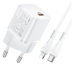 HOCO N10 STARTER hálózati töltő Type-C aljzat (5V/3000mA, 20W, PD gyorstöltés, QC 3.0 + Type-C - lightning 8pin) FEHÉR (N10_TYPE_C)