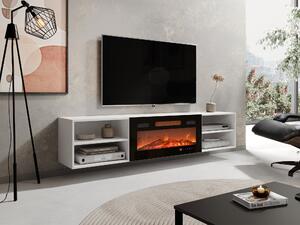 TV-állvány Charlotte 190, Laminált forgácslap, 39x180x33cm, Fehér, Fekete