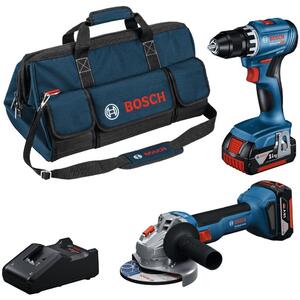Bosch GSR 18V-45 + GWS 18V-8 - 2 × GBA 18V 40Ah, GAL 18V-40, M-BAG, láda
