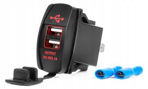 AMiO , Dupla Usb Aljzat, Beépíthető, Vízálló, 12/24V (0504228)