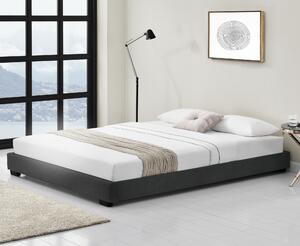 Kárpitozott ágy műbőr ágy ágykeret ágyráccsal 180x200 cm fekete Corium