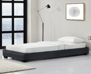 Kárpitozott ágy műbőr ágy ágykeret ágyráccsal 90x200 cm fekete Corium