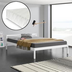 Kétszemélyes ágykeret ágyráccsal és matraccal, 180x200cm, fehér