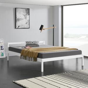 Ágykeret ágyráccsal fenyőfa 180x200 cm kétszemélyes egyszerű faágy franciaágy fehér