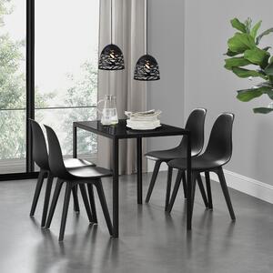Étkezőgarnitúra étkezőasztal 105cm x 60cm x 75cm székekkel étkező szett konyhai asztal 4 műanyag székkel 83x54x48 cm fekete - fekete