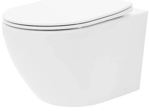 Rea Carlo Mini Rimless, falra szerelhető wc csésze 51x36 cm, lassan záródó ülőfelülettel, fehér, REA-C1259