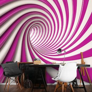 Fotótapéta - Fehér és rózsaszín 3D-s alagút (152,5x104 cm)
