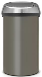 BRABANTIA Touch Bin nyomófedeles hulladékgyűjtő XXL 60L - H méret platinaszürke acél test selyem ujjlenyomatmentes fedő - 402463