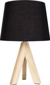Lampa stołowa Ambiance Lampa stołowa z kloszem abażurem lampka nocna czarna drewniana 30x14cm