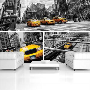 Fotótapéta - Sárga taxi - kollázs (152,5x104 cm)