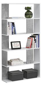 Könyvespolc Aneby 2 CD polc DVD állvány 5 tároló felülettel 159 x 80 x 23,5 cm forgácslap fehér és betonszürke