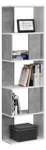Könyvespolc Aneby 5 polccal falraszerelhető 159 x 45 x 23,5 cm forgácslap fehér és betonszürke
