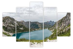 A hegyekben lévő tó képe (150x105 cm)
