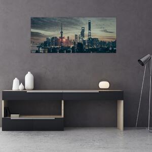 Város képe alkonyatkor (120x50 cm)