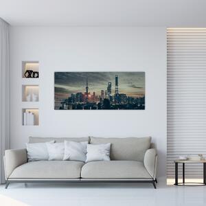 Város képe alkonyatkor (120x50 cm)