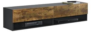 Függőszekrény Halmstad Falra szerelhető TV-szekrény 140 x 31 x 30 cm forgácslap fekete/sötét tölgy hatású