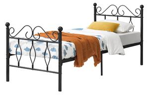 Fémkeretes ágy Apolda 90 x 200 cm porszórt (szinterezett) acél váz fekete, matt dekoratív fej-és lábrész egyszemélyes ágy