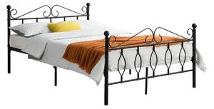 Fémkeretes ágy Apolda 140 x 200 cm porszórt (szinterezett) acél váz fekete, matt dekoratív fej-és lábrész dupla ágy