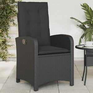 VidaXL fekete polyrattan dönthető kerti szék párnával