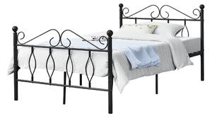Fémkeretes ágy Apolda 120 x 200 cm porszórt (szinterezett) acél váz fekete, matt dekoratív fej-és lábrész egyszemélyes ágy