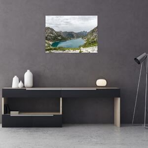 A hegyekben lévő tó képe (70x50 cm)