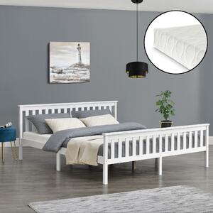 Faágy Breda magasított fejtámlája 200x180 cm fehér matt lakkozott dupla ágy 200 Kg ágyráccsal és hideghabos matraccal