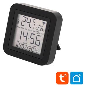 Home távirányító, hő- és páratartalom mérő, óra, LCD kijelző, Smart Life, Tuya Smart, okos otthon, telefonos értesítés, automatizálás, eszközvezérlés, riasztás, USB tápellátás (HSTHR)