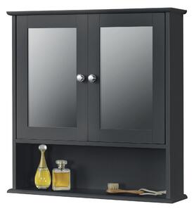 Fali fürdőszoba szekrény tükrös Linz MDF sötétszürke