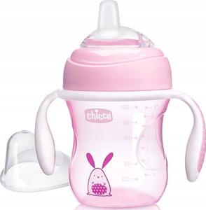 Chicco Transition Cup csöpögésmentes, szilikoncsőrös itatópohár fülekkel 4 hó+ 200 ml (rózsaszín)