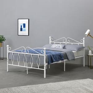 Fémkeretes ágy Apolda 140 x 200 cm porszórt (szinterezett) acél váz fehér, matt dekoratív fej-és lábrész dupla ágy
