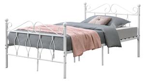 Fémkeretes ágy Apolda 120 x 200 cm porszórt (szinterezett) acél váz fehér, matt dekoratív fej-és lábrész egyszemélyes ágy