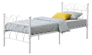 Fémkeretes ágy Apolda 90 x 200 cm porszórt (szinterezett) acél váz fehér, matt dekoratív fej-és lábrész egyszemélyes ágy