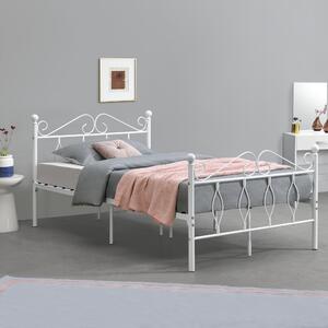 Fémkeretes ágy Apolda 120 x 200 cm porszórt (szinterezett) acél váz fehér, matt dekoratív fej-és lábrész egyszemélyes ágy